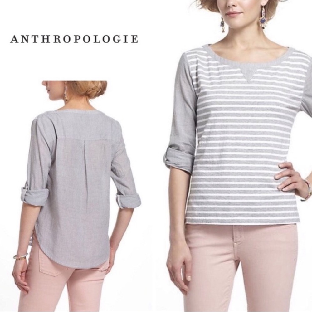 Anthropologie Postmark Conductor Stripe Top